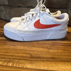 Nike Court Legacy Lift Shoes White/Team Orange Leopard Women's 6.5 DZ5203-10